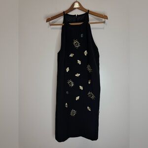 Victoria Beckham for Target Black Beaded Halter Midi Dress size XL